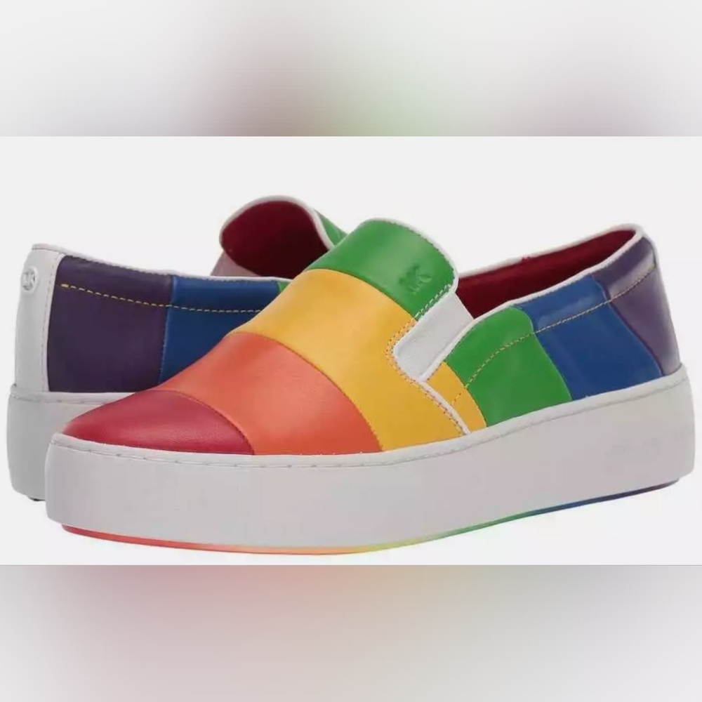 MICHAEL Michael Kors Rainbow Leather Slip-On Sneakers